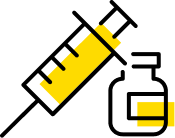 Outline of a yellow syringe and vial icon.